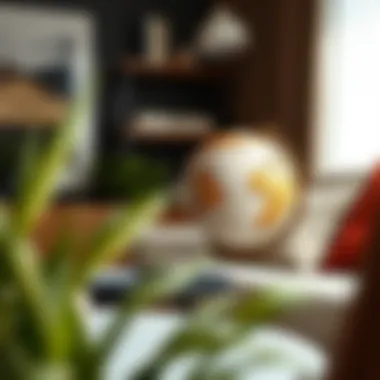 Stylish ceramic globe complementing a modern room