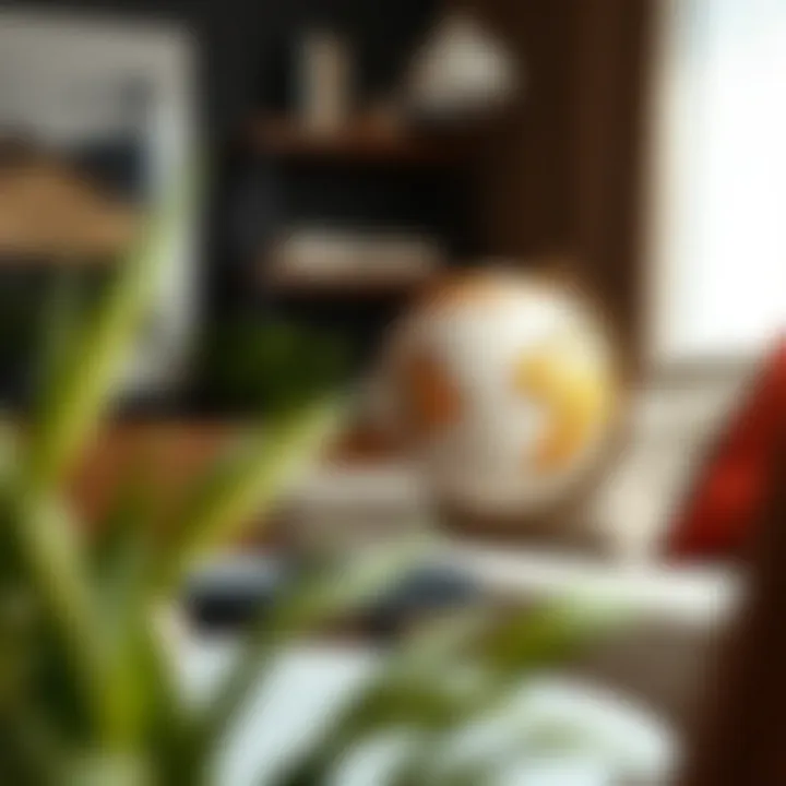 Stylish ceramic globe complementing a modern room