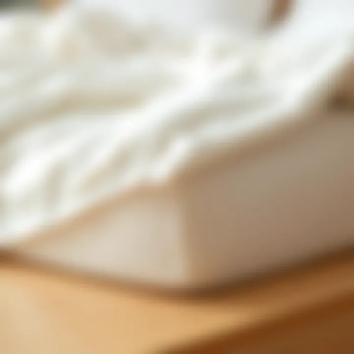 Close-up of fitted sheet elastic demonstrating snug fit