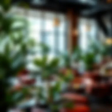 Sophisticated use of artificial plants in a chic restaurant environment