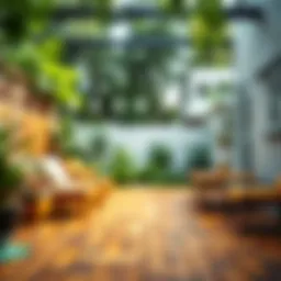 A diverse range of backyard flooring options displayed side by side