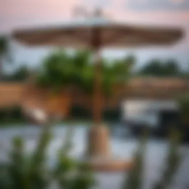 Elegant concrete umbrella base enhancing patio aesthetics