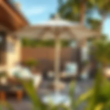 Stylish and functional umbrella base complementing outdoor decor