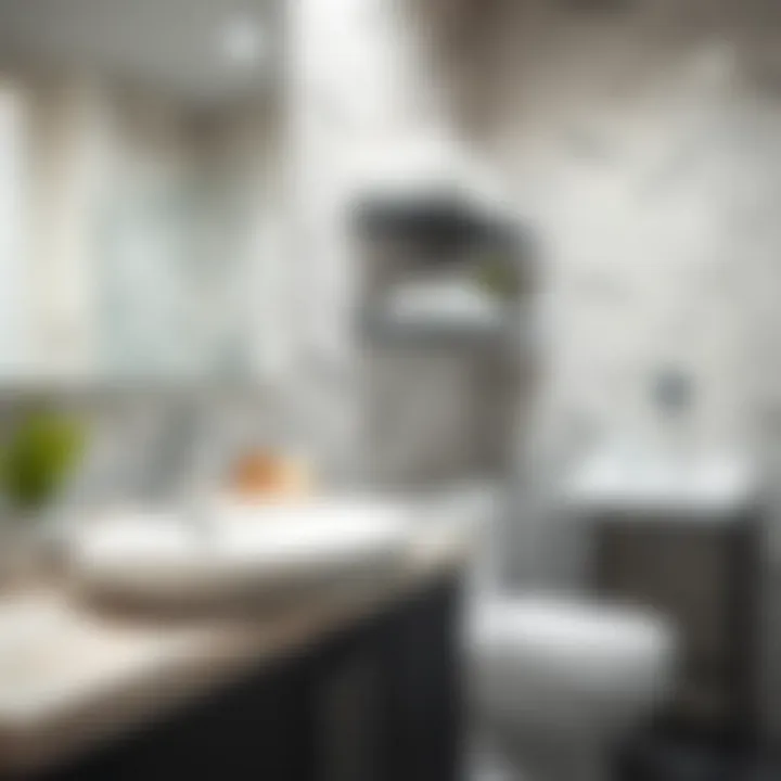 Close-up of materials for bathroom shelving