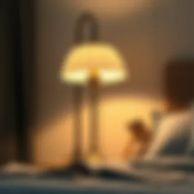 Elegant bedside reading lamp casting a warm glow