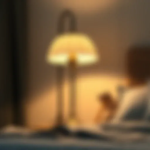 Elegant bedside reading lamp casting a warm glow