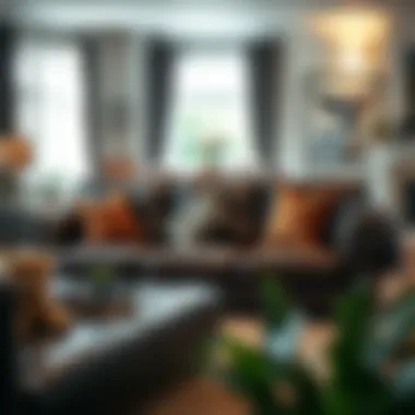 Stylish leather couch in a cozy family space