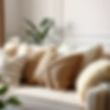 Textured Throw Pillows for Chic Sofas An assortment of textured throw pillows on a chic sofa