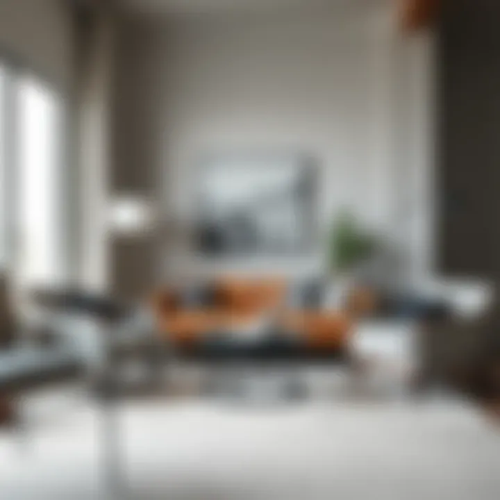 Living room featuring black and white checked chair pads paired with contemporary decor