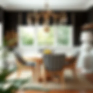 Stylish black and white checked chair pads enhancing a cozy dining area