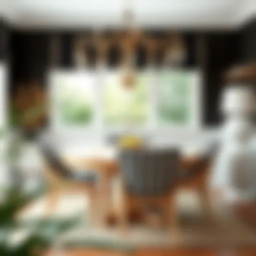 Stylish black and white checked chair pads enhancing a cozy dining area