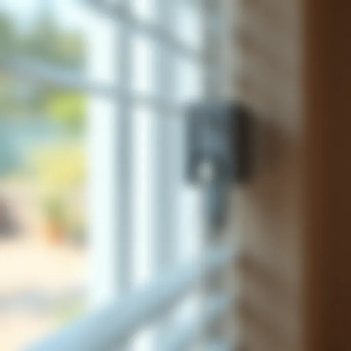 A close-up view of blind clips installed on window blinds, highlighting functionality.