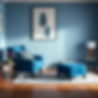 Blue accent chair with ottoman complementing a contemporary decor