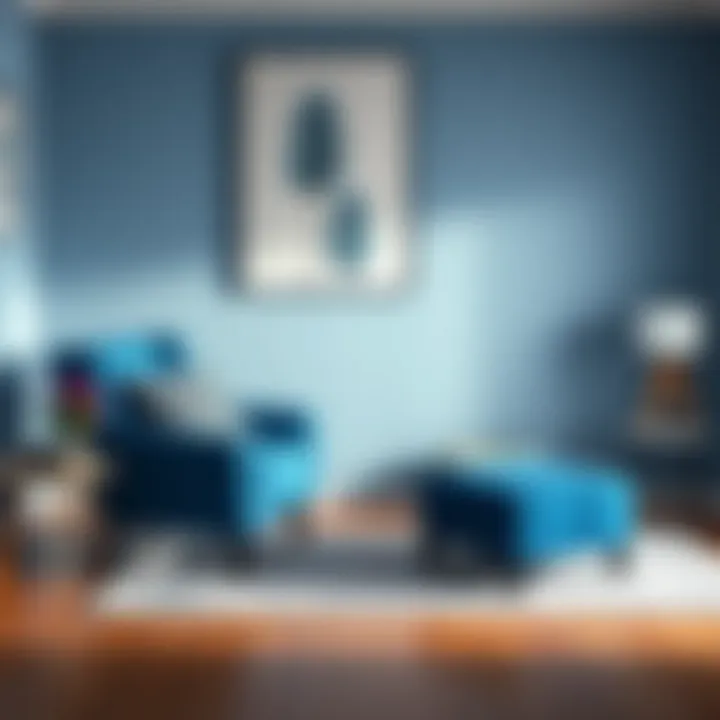 Blue accent chair with ottoman complementing a contemporary decor