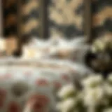 Elegant botanical bedding set featuring intricate floral patterns