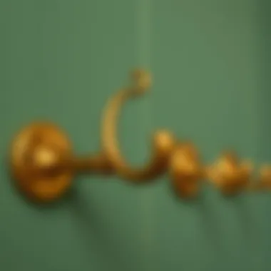 Close-up of brass hook showcasing its finish and craftsmanship.