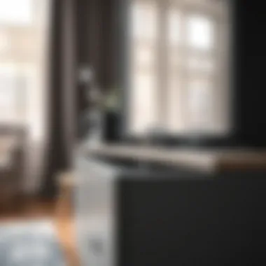 Close-up of the Brimnes TV Stand storage features