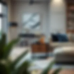 Elegant C side table with drawers in a modern living room setting