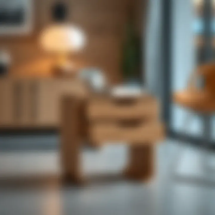 Stylish C side table showcasing unique drawer mechanisms