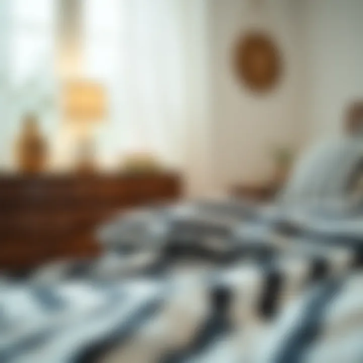 Care Tips for Longevity A guide showcasing care tips for maintaining a striped comforter.