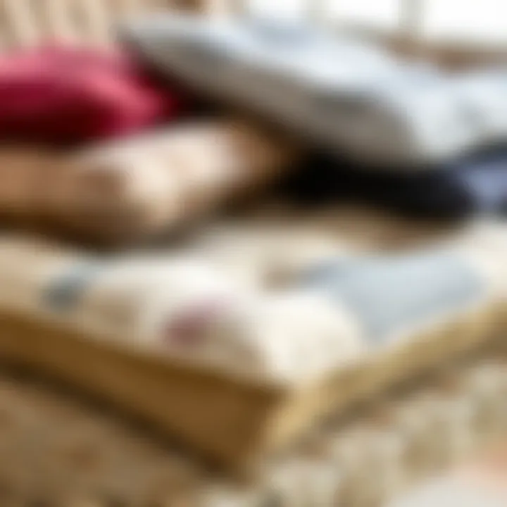 Close-up of various chair pad materials