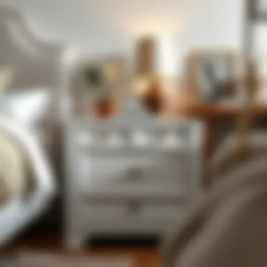 Elegant Chennai white wash nightstand showcasing sleek lines and refined finish