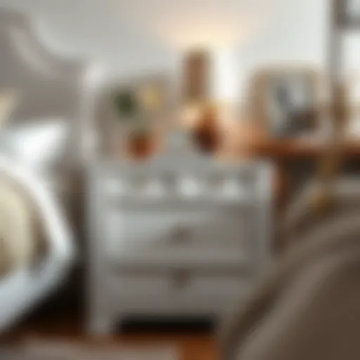 Elegant Chennai white wash nightstand showcasing sleek lines and refined finish