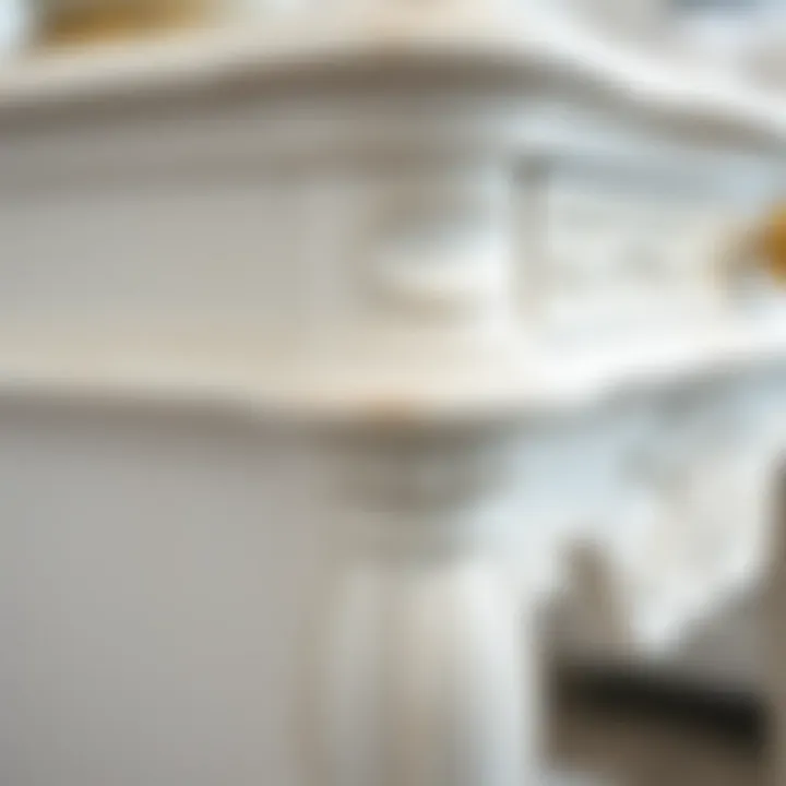Close-up of the intricate finish on a Chennai white wash nightstand