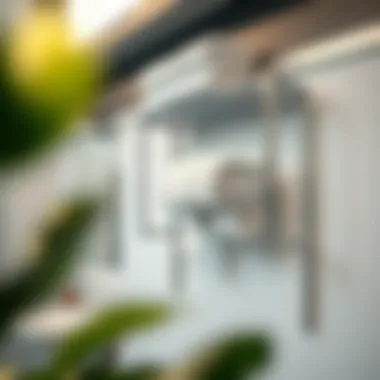 Chrome train rack towel shelf integrated into a multifunctional space