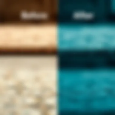 Before and after images showing rug cleaning results