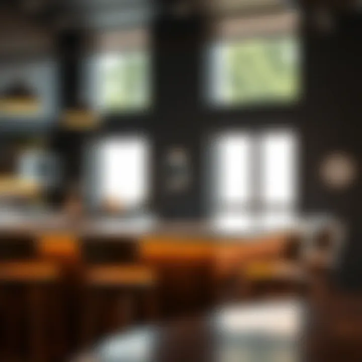 Stylish Countertop Seating Comfortable bar stools with backs arranged around a stylish countertop