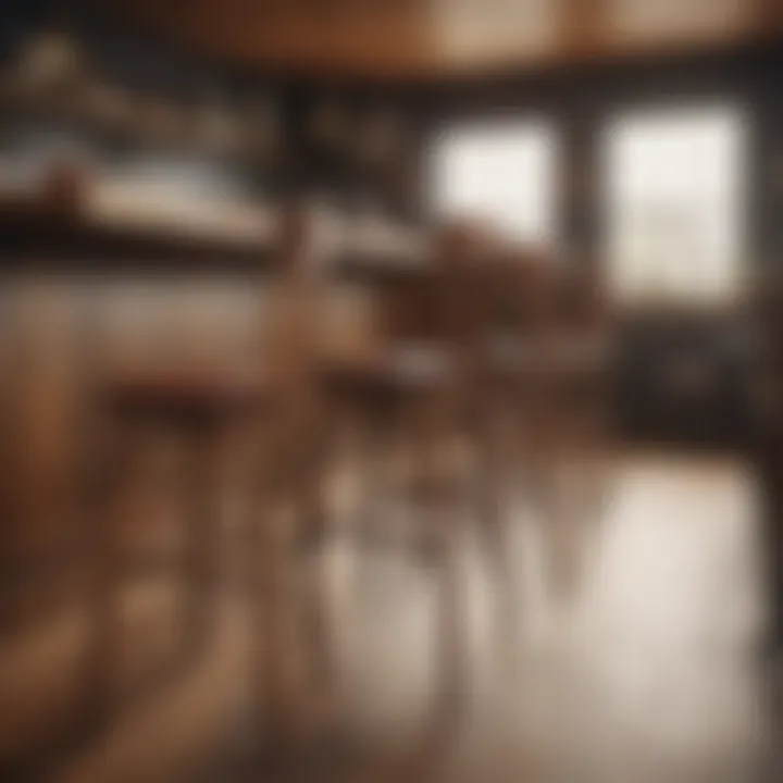 A variety of wooden pub chair styles displayed in a modern interior setting.