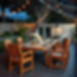 Elegant wooden outdoor dining table set