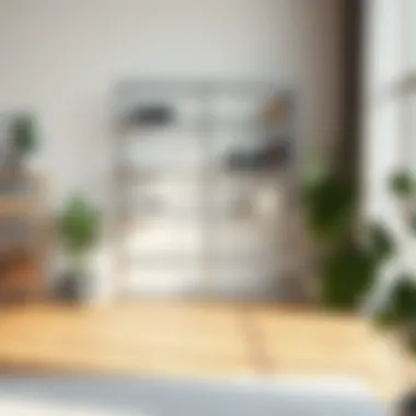 Wire shelving in a modern living space