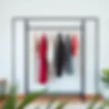 A modern garment rack showcasing minimalist design and sleek lines.