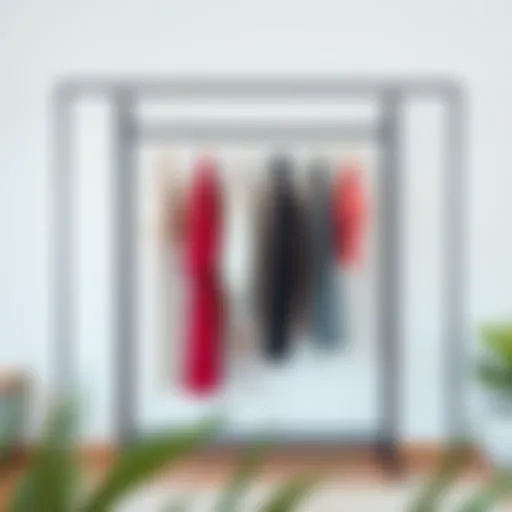 A modern garment rack showcasing minimalist design and sleek lines.