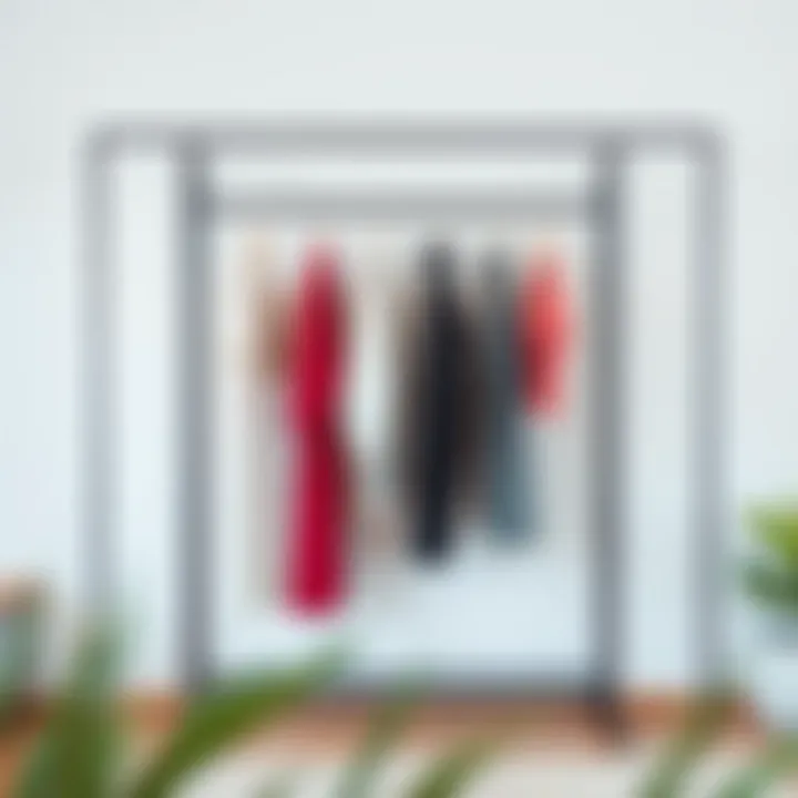 Modern Design of Garment Rack A modern garment rack showcasing minimalist design and sleek lines.