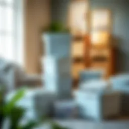 Aesthetic small plastic storage boxes with hinged lids arranged in a stylish manner