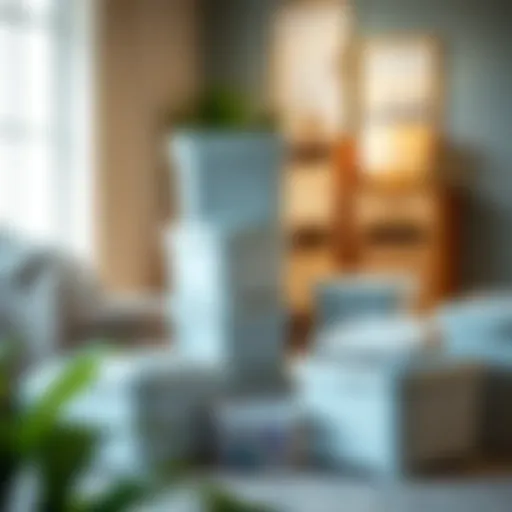 Aesthetic small plastic storage boxes with hinged lids arranged in a stylish manner