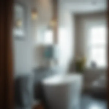 Installation process of a dispenser shower caddy in a bathroom setting.