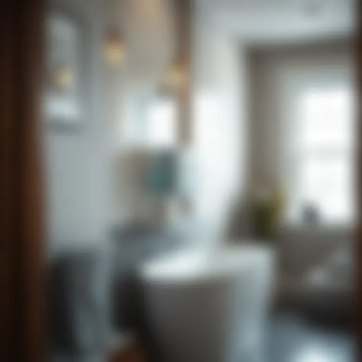 Installation process of a dispenser shower caddy in a bathroom setting.