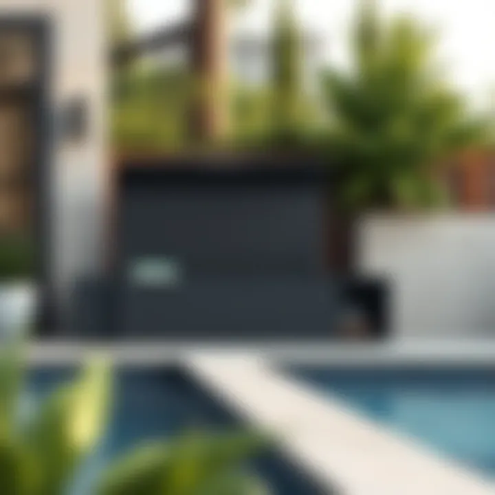 Elegant outdoor storage solution complementing poolside decor