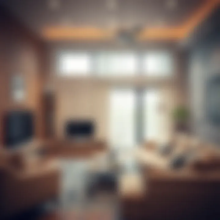 Comfortable Living Room with Organized Entertainment Setup A cozy living room with a well-organized entertainment setup featuring comfortable seating