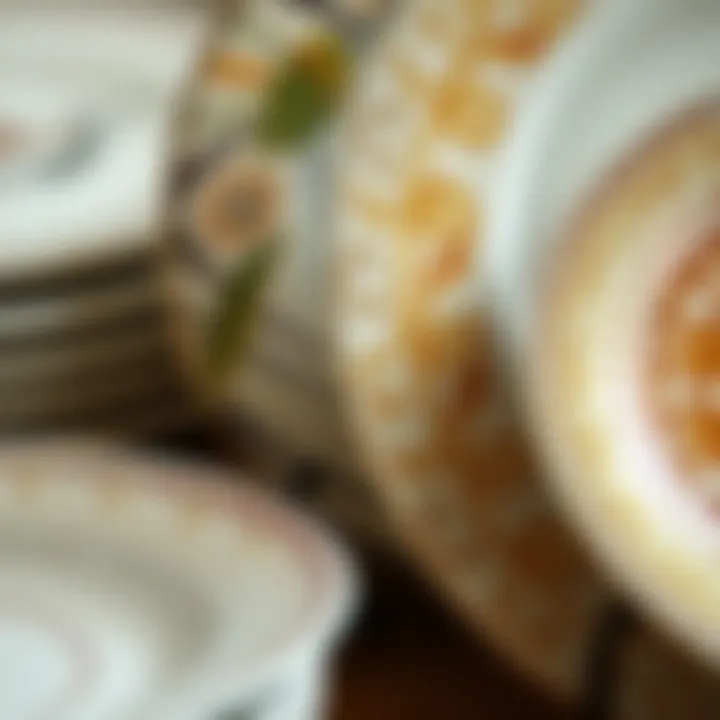 A close-up view of Corelle plate designs showcasing intricate patterns