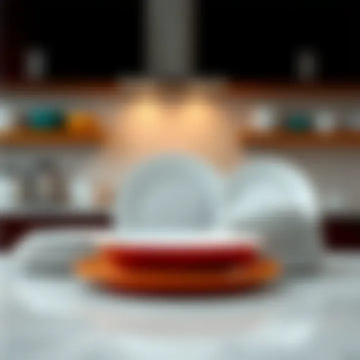 Corelle dishes arranged in a modern kitchen setting