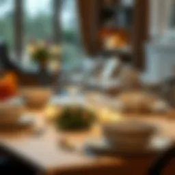 Elegantly arranged table setting with dinnerware and glassware