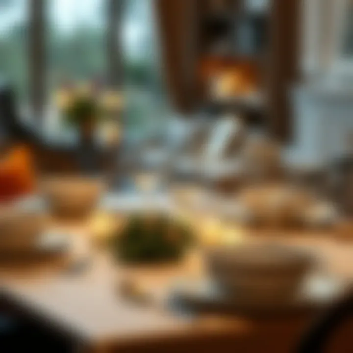 Elegance in Table Arrangement Elegantly arranged table setting with dinnerware and glassware