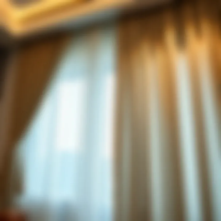 Detailed view of curtain installation techniques