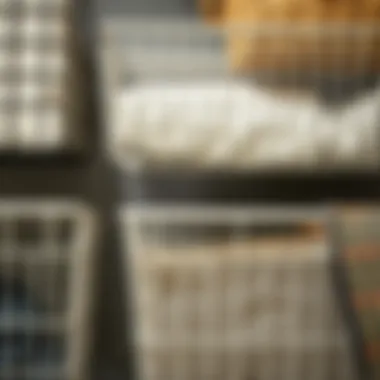 Custom Textures and Finishes of Wire Baskets Close-up of wire storage baskets, illustrating different textures and finishes available for customization.