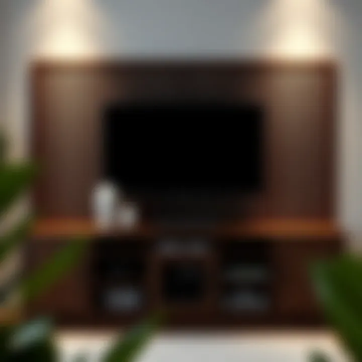 Spacious dark wood TV stand with ample storage options.